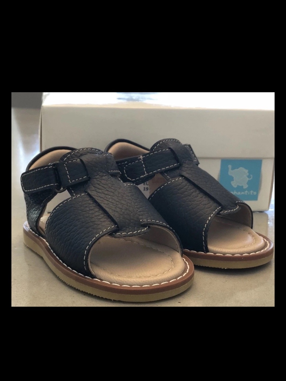 ELEPHANTITO Blue Leather Sandals with Adjustable Strap 4